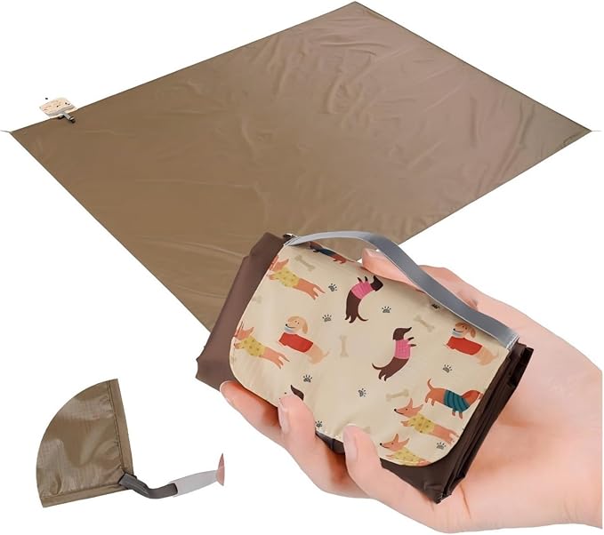 Picnic Blanket Waterproof – Packable Sand Proof Beach Blanket (0.42lb/0.66lb), Compact & Foldable, Fits in Pocket with Integrated Stakes, Ideal for Camping, Hiking, Travel, Concert, Festival