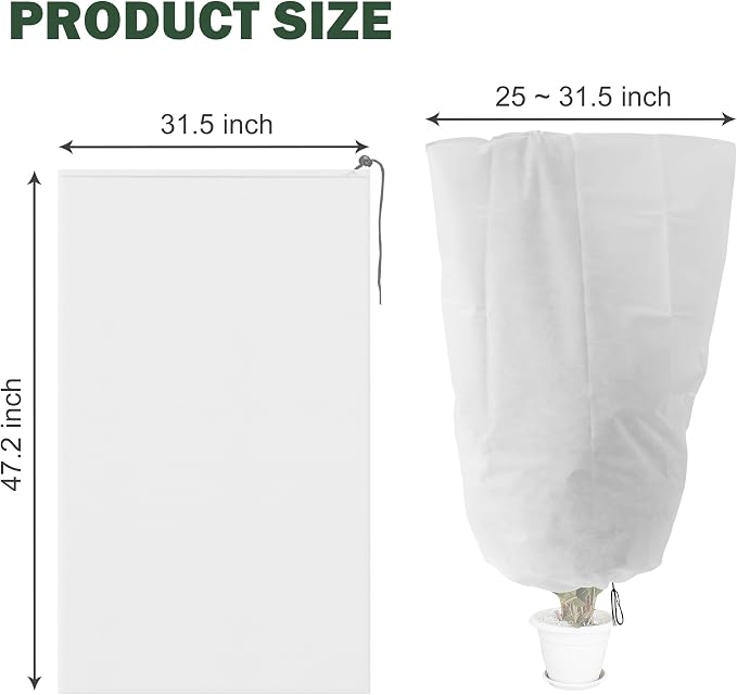 Alpurple 6 Packs Winter Zipper Plant Covers - 47" X 31.5" Warm Plant Protection Cover Bags, Frost Cloth Blanket Protecting Fruit Tree Potted Plants from Freezing Animals Eating