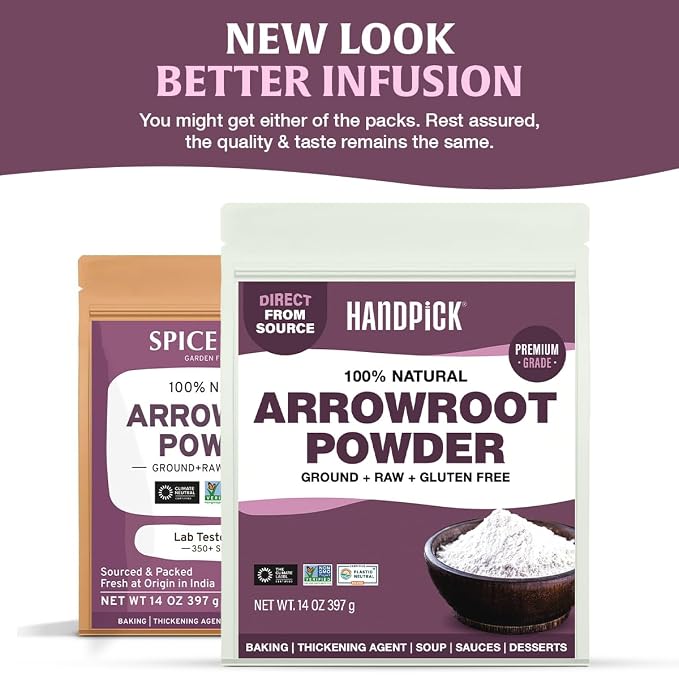 Arrowroot Powder (397g/14oz) Natural Thickener, Fine Ground | Wheat Flour Substitute | Non GMO, Gluten Free, Dairy Free | Neutral Flavor, Ideal for Baking/Cooking | Resealable Ziplock Pouch