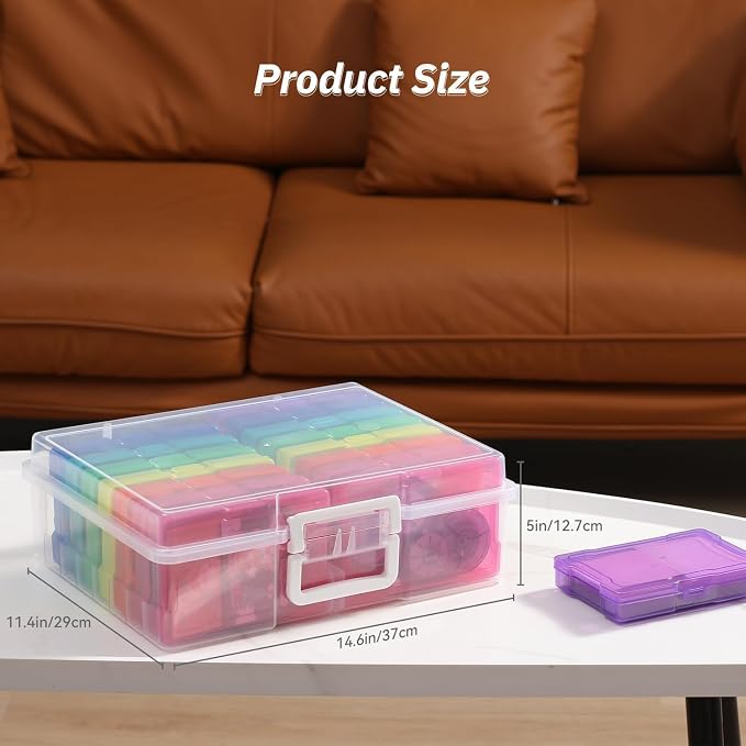 16 Pack Small Plastic Storage Box Gradient Color Storage Container (Colorful)