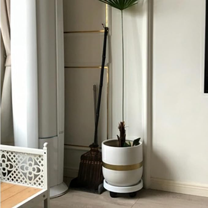 2 Pack of 12.6 Inch Heavy Duty Plant Caddy with Wheels,Rolling Plant Stand Pot Trolley,Wheeled Planter Saucer Tray,Potted Flower Mover Dolly with Casters Round Coaster for Indoor Outdoor