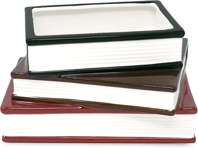 Steel Mill & Co Original Small Book-Shaped Decorative Planter, Ceramic Planter for Home Decor, Bookshelf Decor, or Father's Day (Oliver Twist/Sherlock Holmes/The Canterbury Tales)