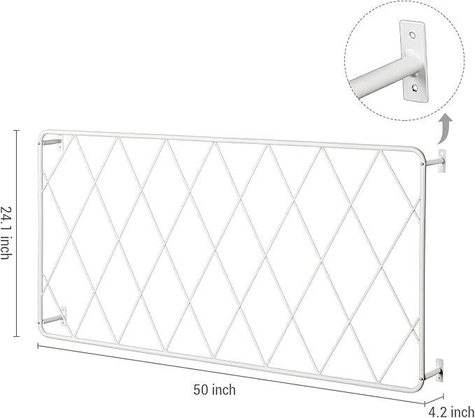 MyGift 50 by 24 Inch Wall Mounted Garden Trellis with White Metal Diamond Screen, Hanging Lattice Support Frame for Outdoor or Indoor Climbing Plant Vines, Set of 2 Panels