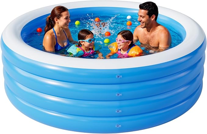 Inflatable Pool for Adults, 80"X30" Large Inflatable Pool, Full Sized Blow Up Pools, Deep Round Thickened Family Inflatable Swimming Pools for Outdoor, Backyard