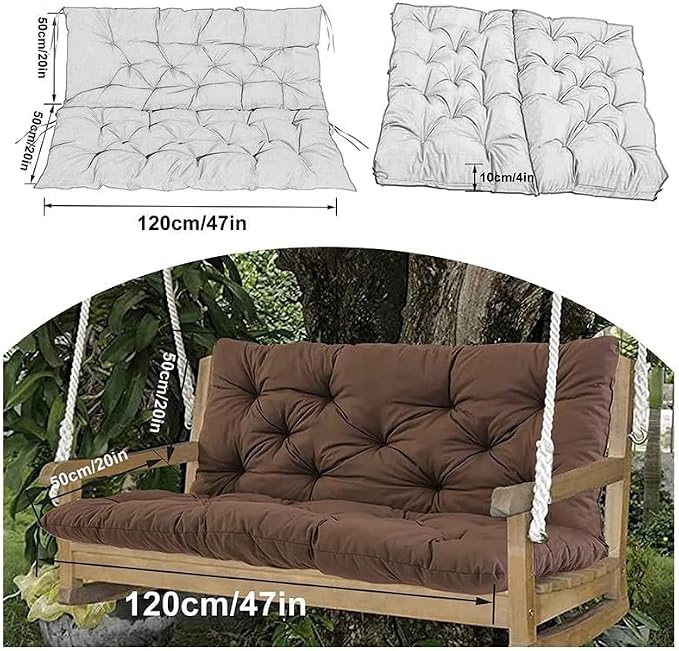Swing Cushion Replacement Outdoor Porch Waterproof Bench Cushion 2-3 Seater Washable Bench Replacement Cushions for Outdoor Patio Porch Swing Cushions
