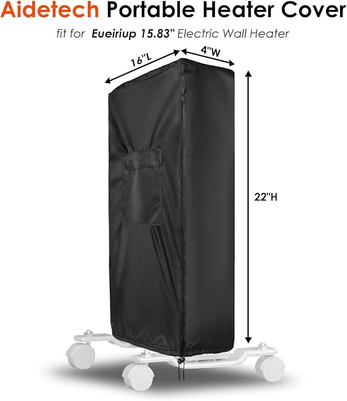 Portable Heater Cover for Eueiriup 15.83" Electric Wall Heater, Waterproof Baseboard Heaters Covers for Indoor Outdoor Use -16"L x 4"W x 22"H, Black