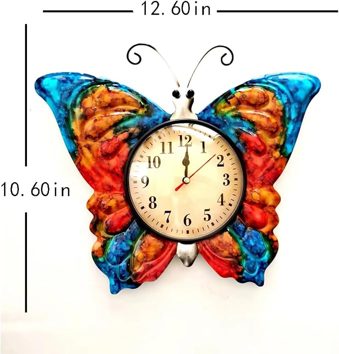 TXYS Wall Clock for Home Butterfly Decor Art Decorations ，Butterfly Outdoor Clock for Wall Sculptures Great for Office,Bedroom