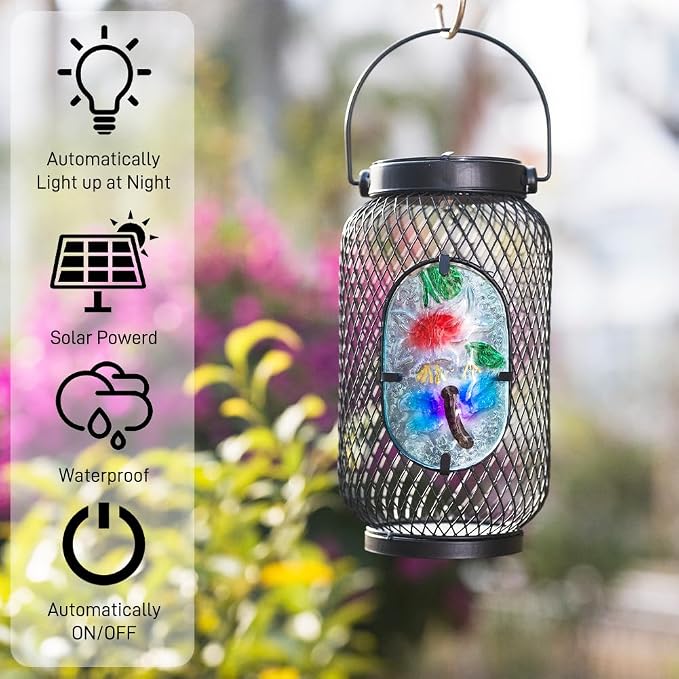 Solar Lantern Outdoor Waterproof,Dragonfly Hanging Solar Lights Outdoor, Garden Decor for Patio Yard Table, Birthday & Mother's Day Gifts for Women Gifts