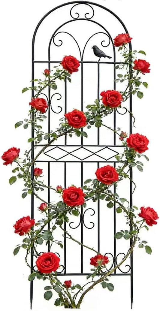 1 Pack 78.7"x19.7" Metal Gardon Trellis for Climbing Plants Flowers Outdoor, Rustproof, Heavy Duty, Black Coating Plant Support for Rose, Vines, Flowers, Perfect for Training Climbing Plants, Black