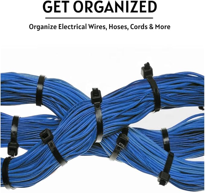 Kable Kontrol Cable Zip Ties Black 100 Pcs 14 Inch, 75 Lbs Tensile Strength, Self-locking UV Resistant Plastic Nylon Wire Ties, for Indoor or Outdoor Use