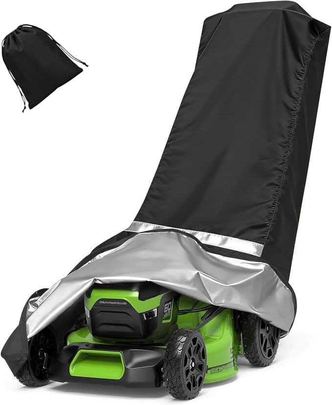 Push Lawn Mower Cover for Outdoor, Large 94 x 19.5 x 13.5 in Waterproof Lawnmower Cover 210D Oxford Fabric, Heavy Duty Mower Cover with Storage Bag