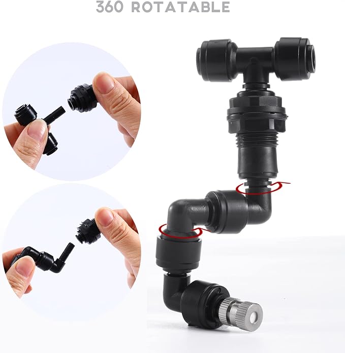 Vexplo Reptile Misting Spray Nozzle for Rainforest Tank Pet Cooling Adjustable Reptile Nozzle Fogger Mist Sprinkler for Full Water Coverage, Replacement Micro Spray Nozzles, 2PCS