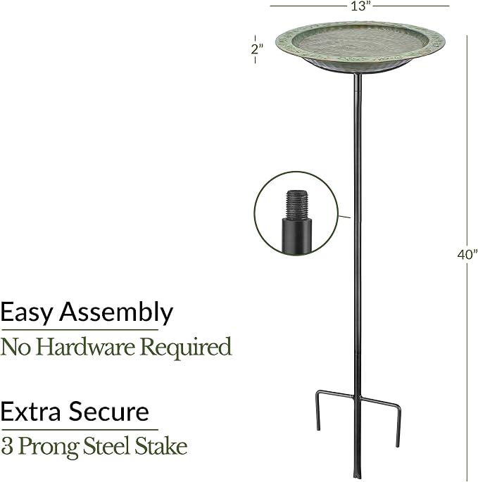 Good Directions Blue Verde Bird Bath on Garden Pole 13'