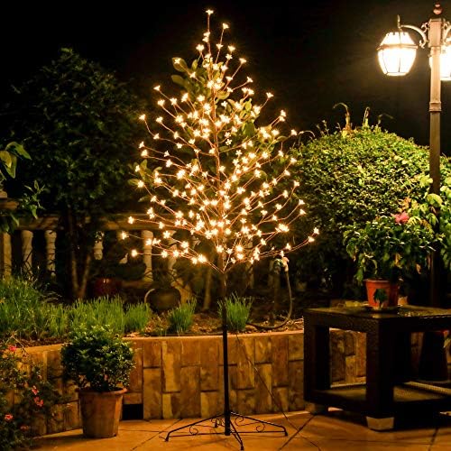 LED Cherry Blossom Tree Light 6FT 208L LED Christmas Tree Decorations Warm White Artificial Flower Decoration for Bedroom Indoor Outdoor by LeruchditeLEDStringLights