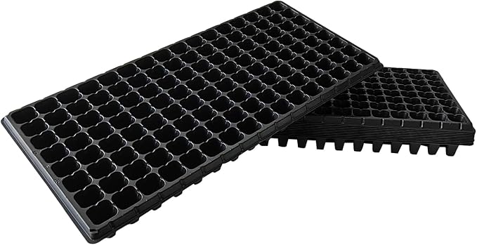 RooTrimmer 10Pcs 128 Cell Seed Starter Trays, Thick Durable Nursery 128 Cell Plug Tray Seedling Flat Plastic Shallow Tray for TD538 1020 Trays (21.26", 11.02", Deep 1.89"), GGBQ128