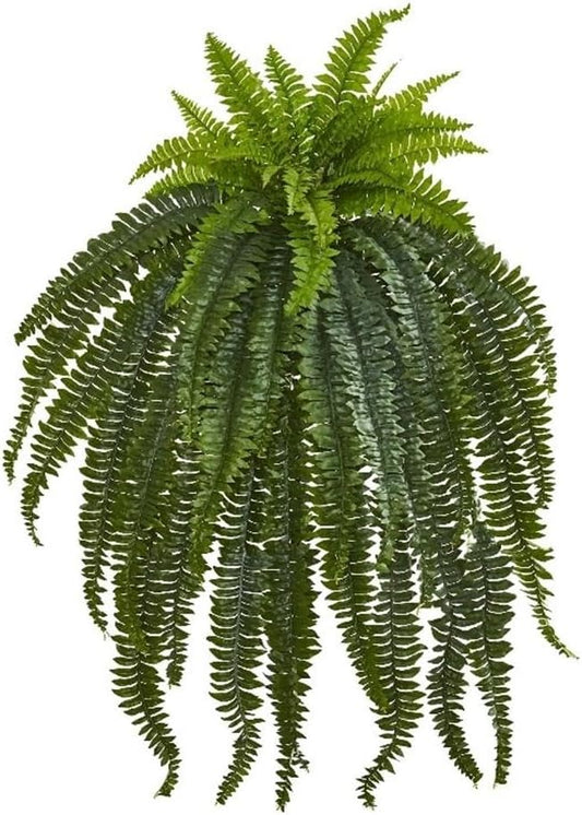 Nearly Natural 48in Boston Fern Artificial Plant, Large Hanging Fake Plant with 52 Long Realistic Fronds, Maintenance-Free Faux Fern for Office and Home Decor
