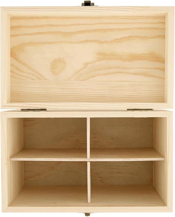 Santa Barbara Design Studio Seed Storage Box with 4 Dividers Wooden Storage Organizer, 7.75" x 4.5" x 5.5", Live Love Grow