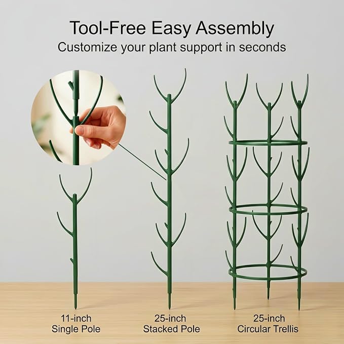 20-Pack Monstera Plant Support Stakes - Stackable Sticks for Indoor Plants up to 46" - Outdoor Garden Poles & Trellis with Tape & Twist Tie for Climbing Vines