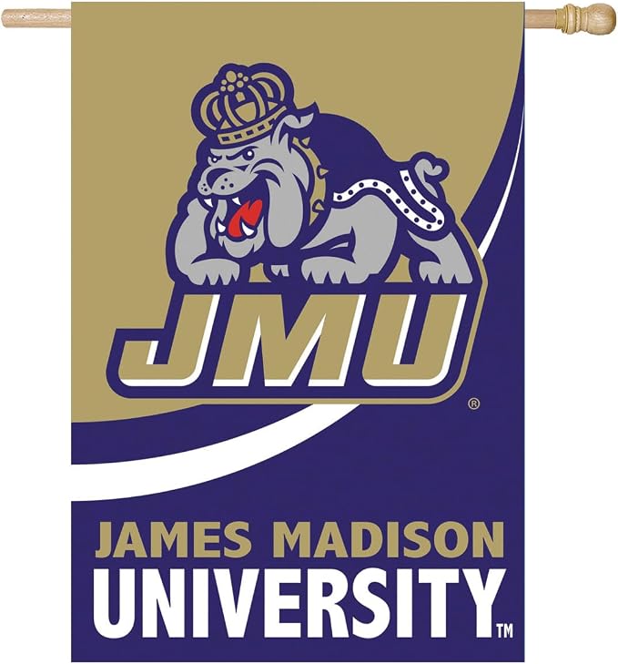 Team Sports America NCAA James Madison University House Flag, 28 x 44, Double Sided Garden Flags for Outside, Outdoor College Flags & Banners for Garden Patio, Indoor Wall Decor Flag for Room