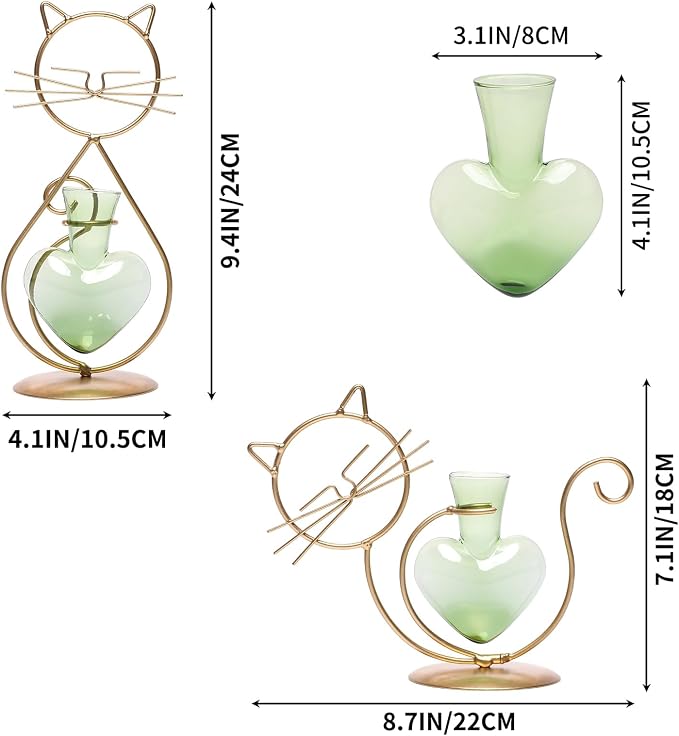 Plant Terrarium Plant Propagation Station Cat Lover Gifts for Women | Plant Lovers Home Office Decor Cat Desk Accessories