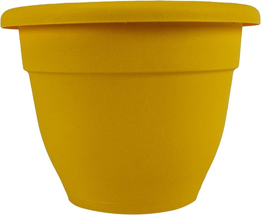 The HC Companies Caribbean Planter Pot - Outdoor & Indoor Plant Pot with Drainage Hole & Plug - Rolled Rim Plastic Pots for Plants & Flowers - Decorative Plant Pot (12" Honey, Pack of 1)