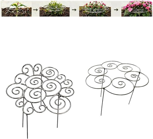 Metal Plant Support Ring for Garden, Heavy-Duty Peony & Dahlia Cage, Stackable Flower Support for Indoor & Outdoor Plants, Decorative Grow-Through Ring, Orchid Clip