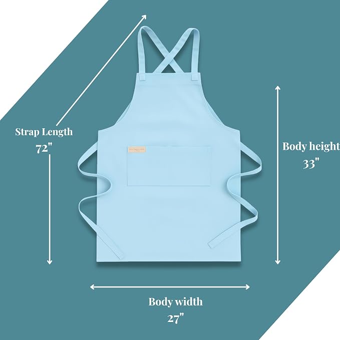 100% Cotton Kitchen Apron with 2 Pockets – Adjustable Chef Apron for Cooking Baking BBQ – Unisex Apron