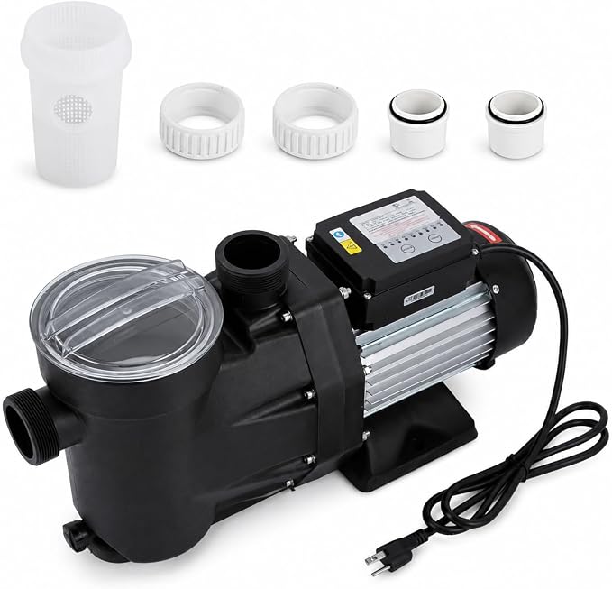 1.5 HP Pool Pump 110V/120V Above/In Ground Pool Pump | Self Priming, 105.7GPM, 2-24H Timer, 52.49ft Hmax, 422.68qt/min, Max. 122℉, Overheating Protection for Pools
