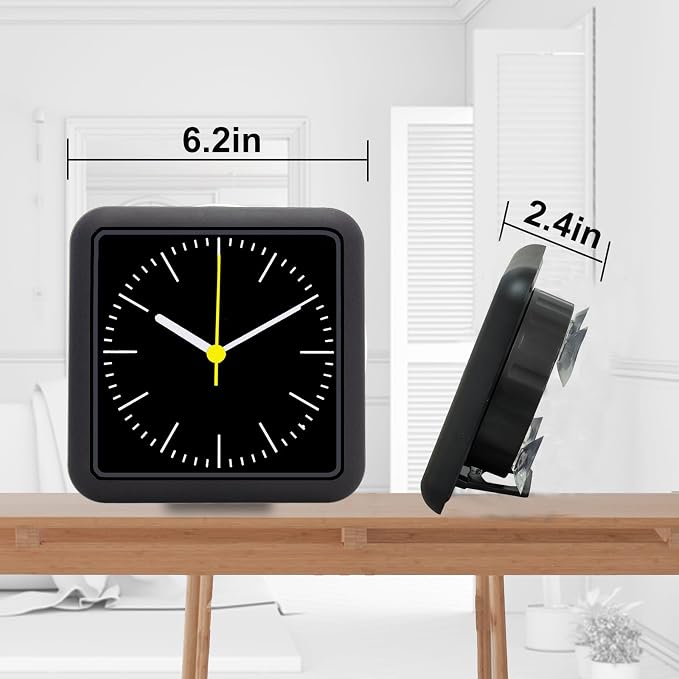 Bathroom Waterproof Wall Clock, Black Indoor Wall Clock with Suction Cup, Quartz Movement, Plastic Frame, Flexible Choice for Hanging Or Standing, Modern Silent Small Clock for Living Room and Kitchen