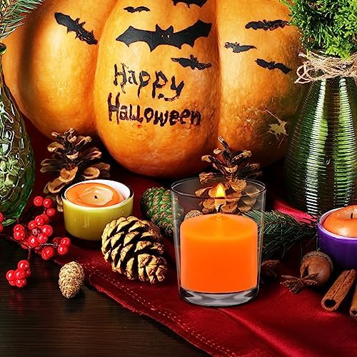 10 Hour Orange Votive Candles for Weddings Party Halloween Fall and Emergency, Set of 36 Unscented Bulk Candles for Restaurants and Home Decoration - Image 2