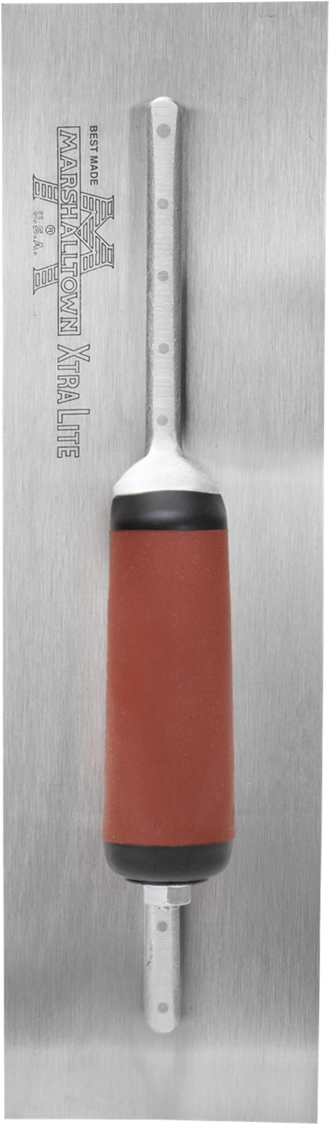 Marshalltown Finishing Trowel, 14 by 4 Inch, Perfect for Spackling, Sheetrock, Stucco, Concrete, EIFS and More, DuraSoft Curved Handle, High Carbon Steel Blade, Xtralite Mounting, MXS64D