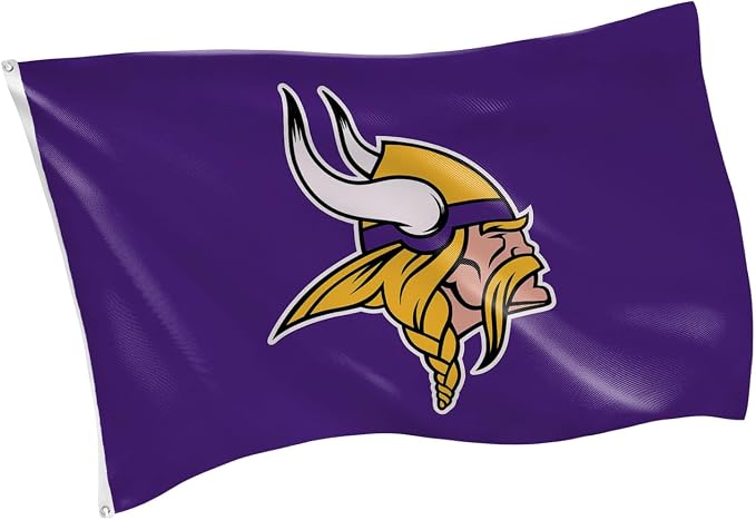 Team Sports America NFL Minnesota Vikings 3 x 5 Outdoor Durable House Flag with Grommets | Sport Team Flag & Banner | Indoor Wall Decor Flag for Room | Works with Flag Poles for Outside House