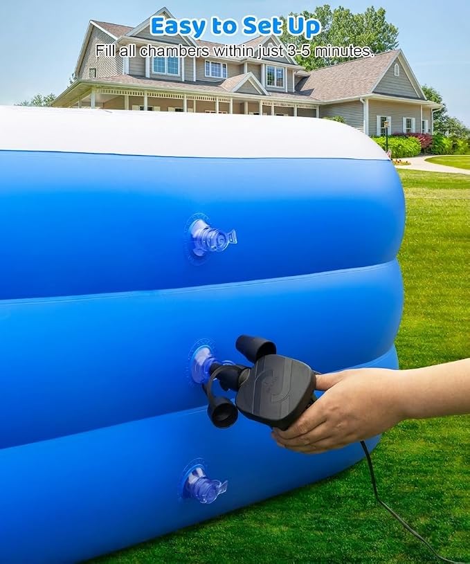 180" x 76" x 22" Large Inflatable Swimming Pool for Adults & Kids, Oversized Family Blow Up Pool for Backyard, Sturdy Thickened Kiddie Pool, Easy Setup & Portable