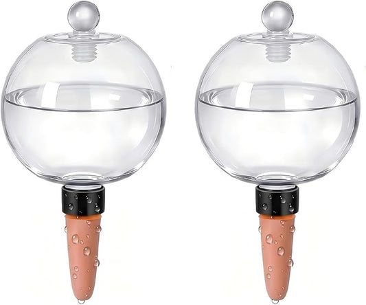 EX-Large Plant Watering Globes with Cover 26oz Top Fill Plastic Water Bulbs Self Watering Planter Inser, Slow Release Terracott, Plant Watering Devices for Plants, 2 Pack