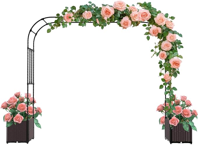 BUKLIYN Garden Arch Trellis - 126(L) * 95(H) inch, Raised Garden Bed with Trellis, Suitable for Garden, Balcony, Terrace Decoration, Black