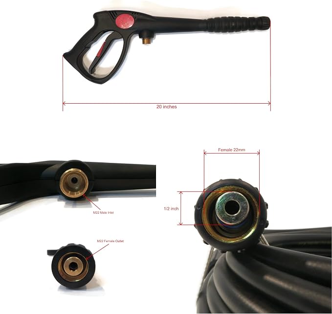 Spray Gun, Wand, Hose, 5-in-1 Nozzle KIT fits Excell Devilbiss VR2522 VR2320