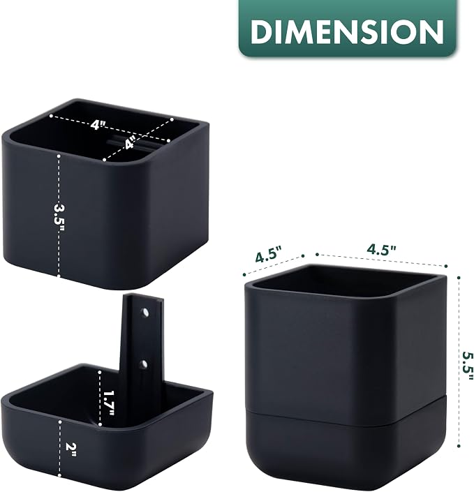 Phoenix Vine 4.5 Inch Wall Mounted Self-Watering Planter Pot for Indoor Houseplants and Herbs | Hanging Planter for Window Sills, Bathroom Walls, Home & Office Décor, Black, Set of 2, 01-B-E-2