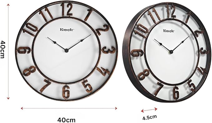16" Bronze Roman Numeral Wall Clock, Silent | Indoor/Outdoor, Waterproof, Battery Operated, Brush Finish