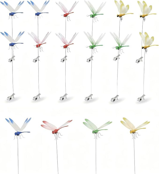 Dragon Fly Clips for Bugs Repellent, 3D Dragonfly Garden Stakes Decor - Dragonfly Clips to Keep Bugs Away, for Outdoor Garden Decoration & Hat Clip Accessories (16pcs)