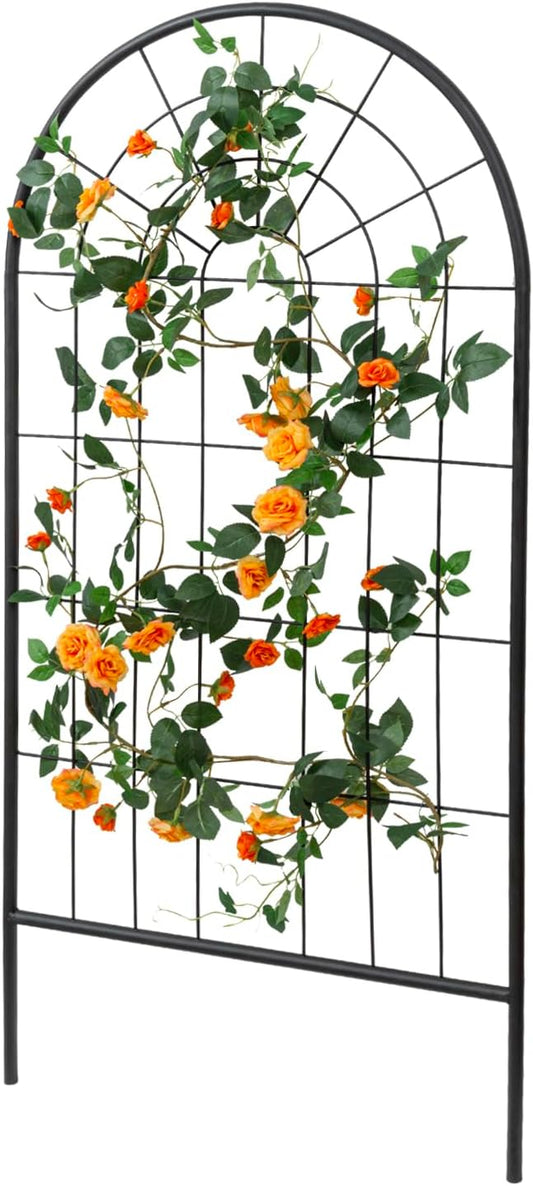 MyGift 4 Foot Arch Garden Trellis, Outdoor Trellis for Climbing Plants and Vines, Black Metal Hanging Support Frame for Fruits and Vegetables