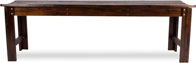 Shine Company Outdoor Wooden Backless Patio Garden Bench, 5 Ft, Burnt Brown