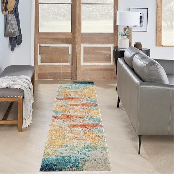 Nourison Home Celestial Sealife 2'2" x 14' Area Rug - Easy Clean, Non Shedding, Bed Room, Living Room, Dining Room, Kitchen (14' Runner)