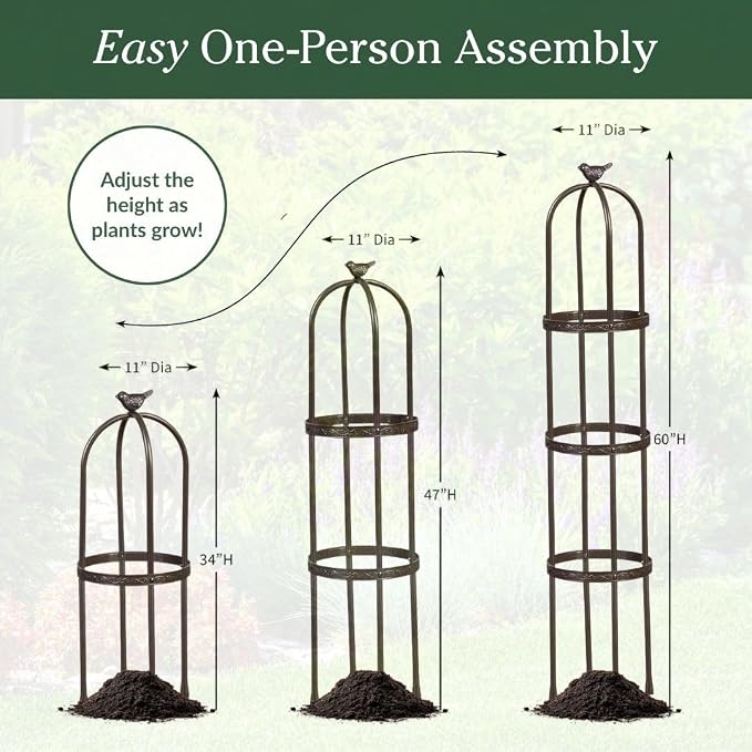 Evergreen 7 ft Garden Trellis for Climbing Plants Outdoor Metal Garden Obelisk, Indoor Plant Trellis for Potted Plants & Heavy Vines Support, Bronze