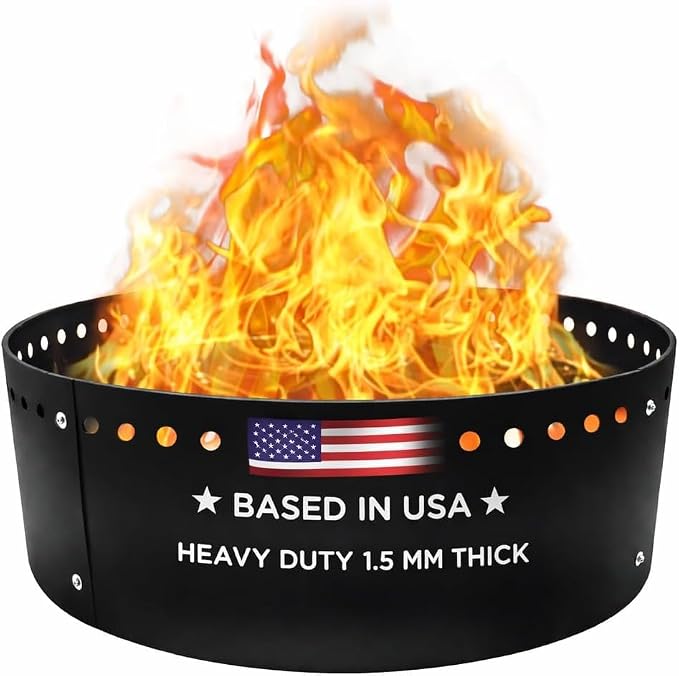 FEBTECH - 38" D x 12" H Smokeless Fire Pit Insert, Heavy Duty Fire Pit Ring | Heat-Resistant Portable Round Fire Pit Ring Insert for Backyard, Outdoor Fire Pits, Bonfires, Camping & Outdoor Gatherings