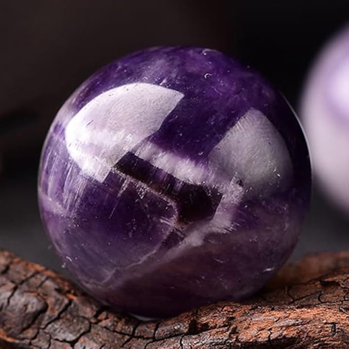 2-2.4 inch Natural Amethyst Crystal Ball with Stand, Hand Polished Purple Quartz Sphere, Reiki Healing Decorative Sphere, Chakra Energy Stone Crafts, Feng Shui Home Desktop Ornament