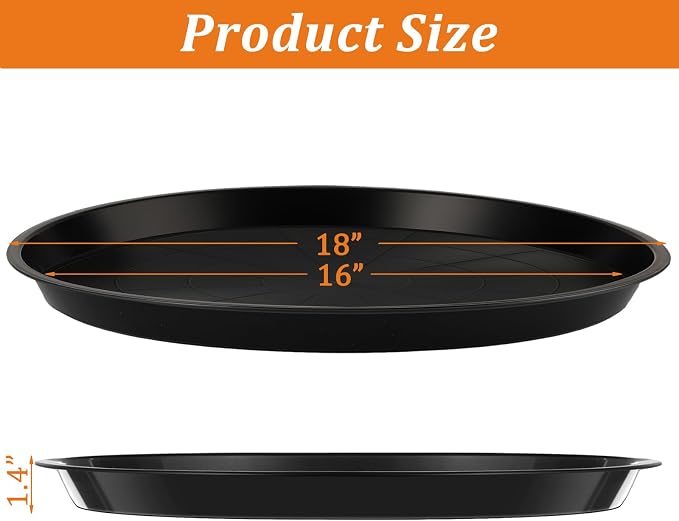 Eccliy 10 Packs 18 Inch Plastic Large Plant Saucers Heavy Duty Planter Trays Jumbo Flower Pot Saucers Plastic Water Trays for Indoors and Outdoors
