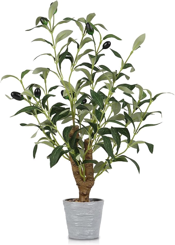 TOARTi Artificial Small Olive Tree Potted Plant with Stone Pot, 11.8" Tall Japanese Bonsai Tree Faux Plants Desk Plant, Realistic Greenery Decor for for Home Bedroom Bathroom Office Desk