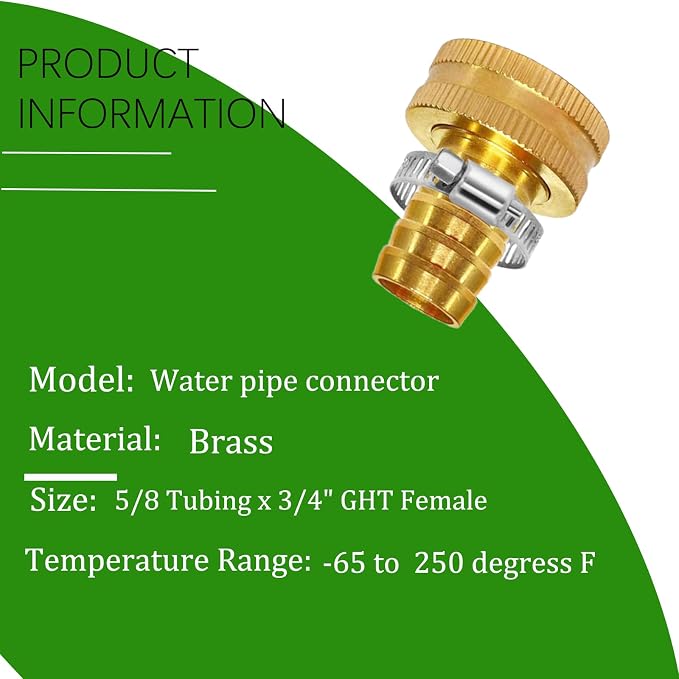 Garden Hose Adapter 10PCS 5/8" Drip Irrigation Tubing to Faucet - Reusable Connector Fittings for Most Rain Bird, Orbit, Dig, Toro 5/8 Tubing x 3/4" (F) GHT Garden Extension Repair Fitting