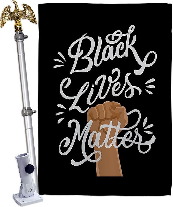 Stop Racism Decorations Home Decor Banner Room Wall Art Patio Porch Lawn Garden Flag Stand Pole Outdoor Tapestry Yard Signs Black History Month BLM African Americans Heritage Made in USA
