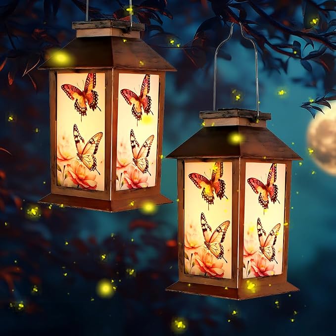 JOBOSI Solar Lantern Butterfly, Butterfly Decorative Gift, Solar Light, Gifts for Mom, Women, Grandma, Garden Yard Lawn Decor, Christmas and New Year Gift